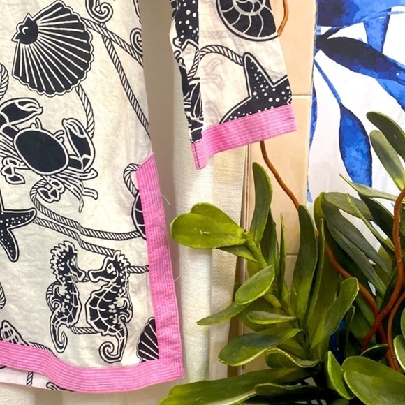 Women’s Gretchen Scott Designs Tunic/coverup White Navy pink seahorse print XS - Picture 5 of 6